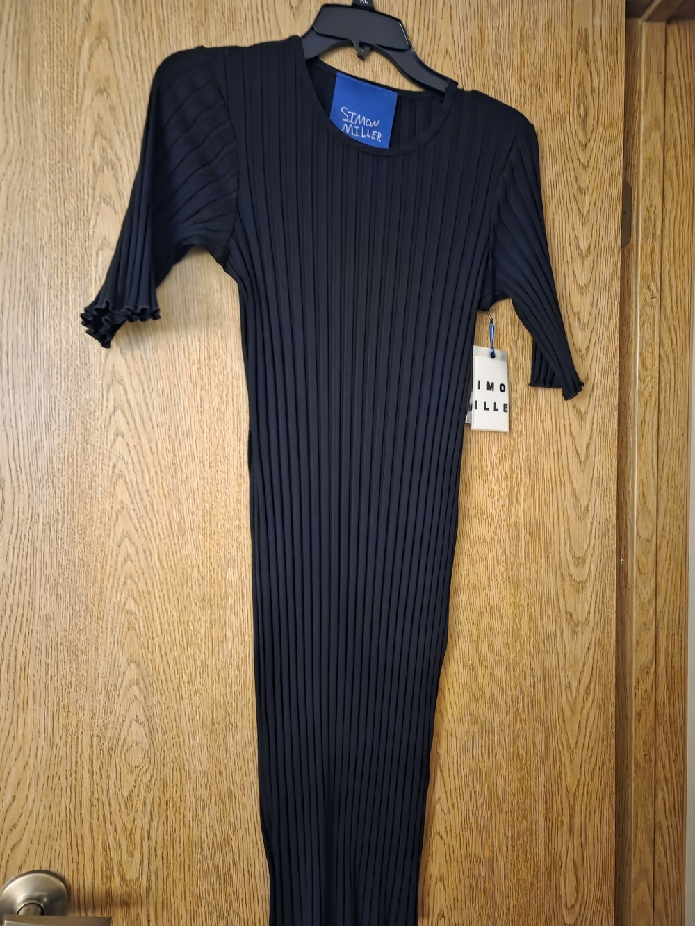 Simon Miller Black Ribbed Knit Dress.